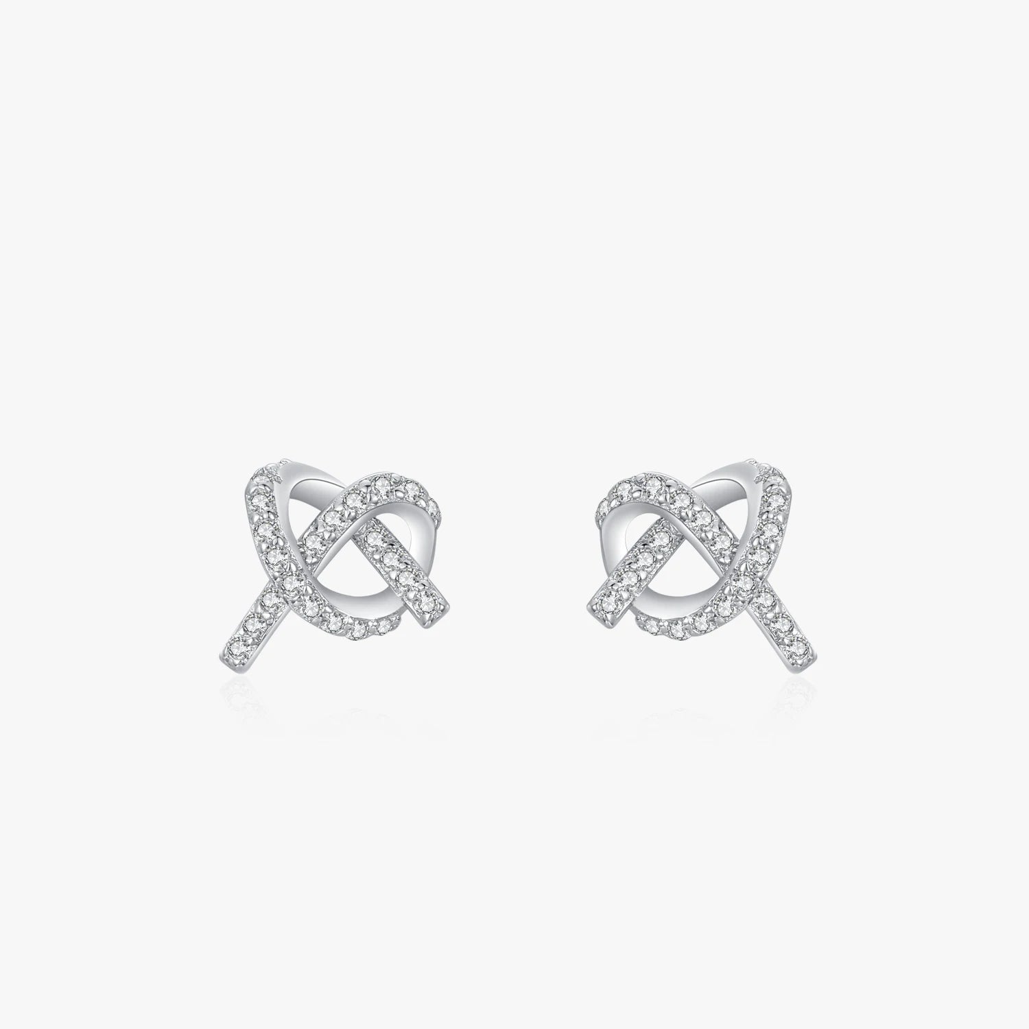 Ailmay 925 Sterling Silver Stud Earrings for Women Romantic Heart Staggered Line Earrings Shiny CZ Wedding Engagement Jewelry