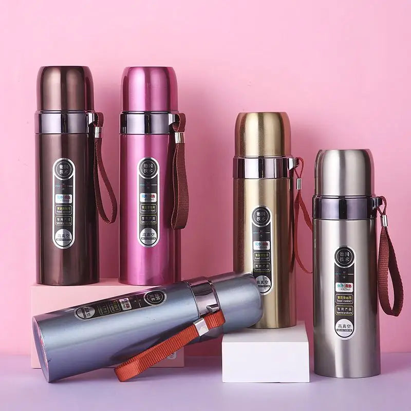 Factory Wholesale 500ML Insulated Sport Bottle 304 Stainless Steel Gym Cup with Strap Bullet Vacuum Flask Thermal Thermoses
