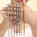 Bohemian Style Titanium Steel 18K Gold PVD Plated Colored Round Zircon Super Shiny Necklace Bracelet Jewelry Set for Women