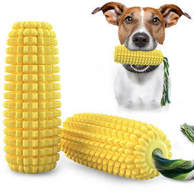 Indestructible Rubber TPR Dog Tooth Brush Durable Corn Float Chewy Pet Toy with Squeaky Feature Eco-Friendly Cartoon Style