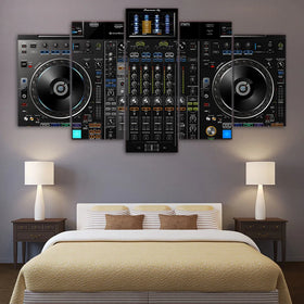 HONGYA Modular Living Room Wall Art 5-Piece Set High-Definition DJ Music Player Paintings Watercolor Style Canvas Pictures Home