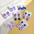 Hot Sale Trend Blue Purple Polka Dot Clay Earrings Geometric Fan-shaped Polymer Clay Earring for Women