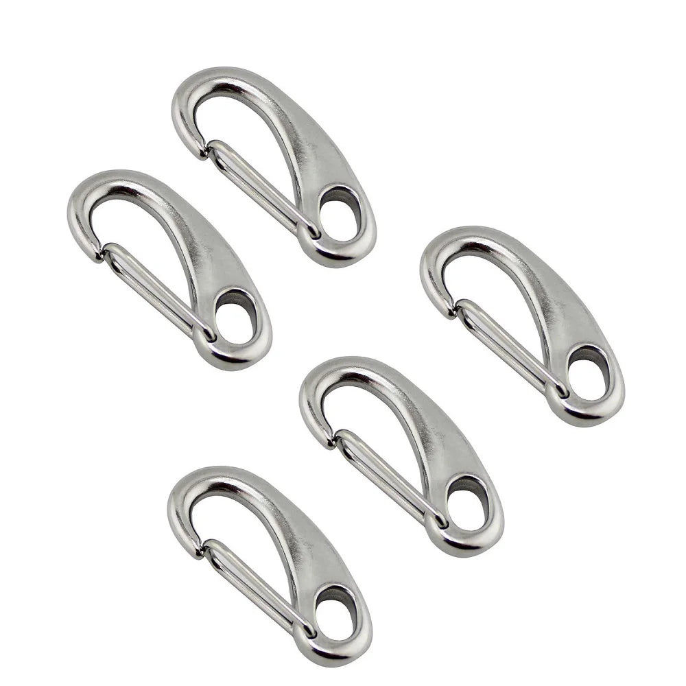 304 Stainless Steel Egg Shape Spring Gate Snap Hook Lock 40mm 50mm 70mm 100mm Rigging Hardware Snap Hook Clip for Camping