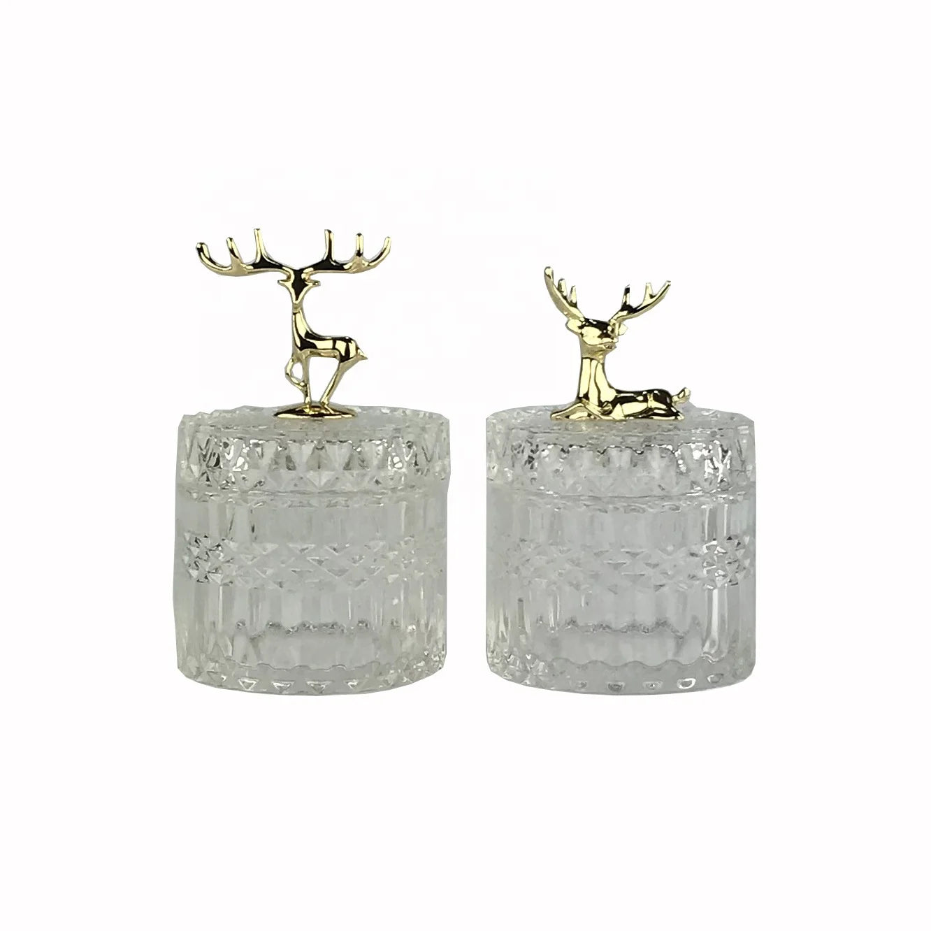 Purple Reindeer Top Amber Glass Candle Jar with Metal Lid for Christmas Home Decoration