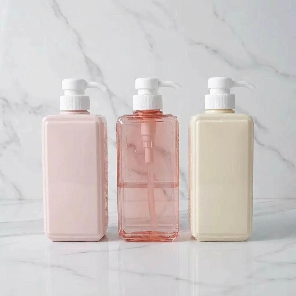 500ml Light Yellow Empty Plastic Body Wash Lotion Pump Bottle Skincare Packaging for Shampoo
