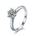 XJZ041 1 Carat Moissanite Classic Third Party Certified Ring Platinum Plated Sterling Silver Cut Solitaire Women Engagement