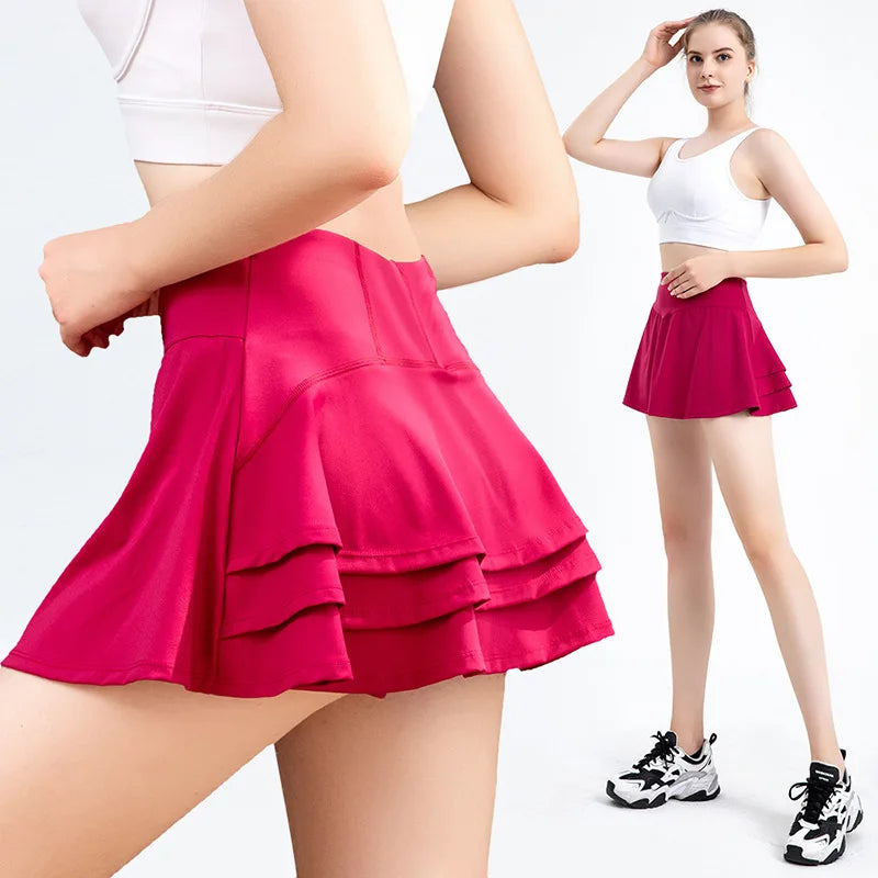 Women's Designer Cute Lawn Tennis Dress Skirt With Shorts New Fashion Women Elastic Breathable Skirt for Beach Ball Game Playing