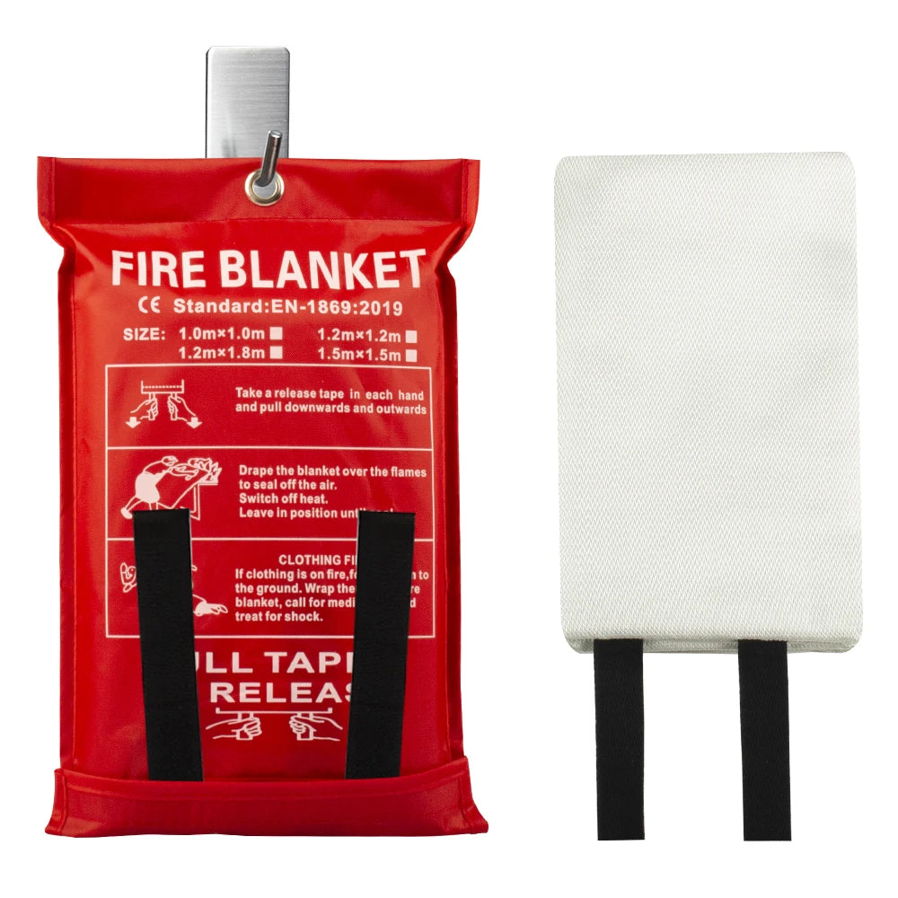 Skin-Friendly 1/1.2/1.8/2m Fiberglass Fire Safety Blanket for Home & Garage Emergency Protection