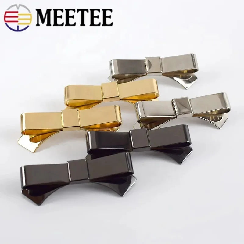Meetee BF415 55*27mm Bag Hardware Accessories Alloy Bowknot Clip Buckle DIY Handmade Plating Decorative Buckle for Garment Bag