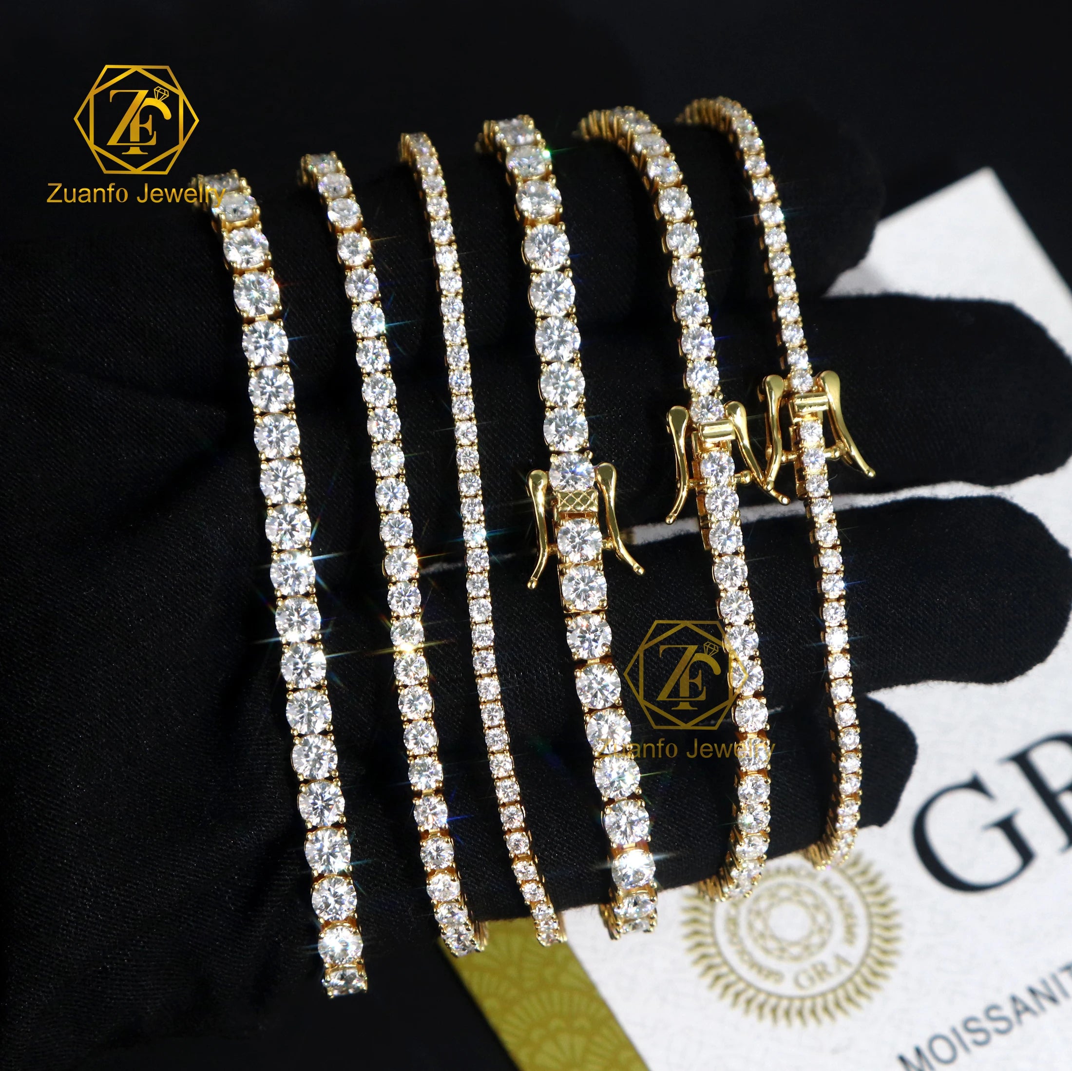 Cheapest White GRA Moissanite Tennis Chain Bracelet Ice Out 925 Silver Bracelet Hiphop Men 2-5mm Moissanite Bracelet