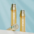 OEM/ODM Luxury 45ml PET Plastic Double Tube Pump Sprayer Bottle Yellow for Shampoo Face Mask Skin Care Serum Lotion False