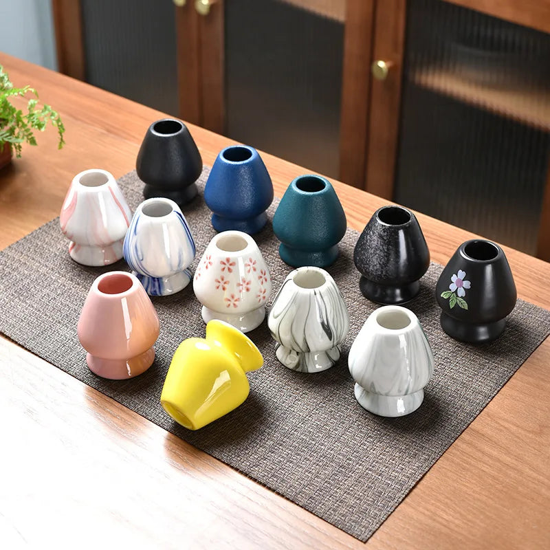 Japanese Ceremony Customized Fits Ceramic Green Tea Chasen Whisk Holder Set Bamboo Matcha Whisk Stand