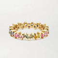 LOZRUNVE 925 Sterling Silver Fashion Rainbow Cubic Zirconia Eternity Ring Gold Plated