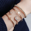 SC Hot Selling Minimalist Zircon Star Bracelet Smooth Star Cuff Bracelet Gold Plated Zircon Bracelet for Women Jewelry