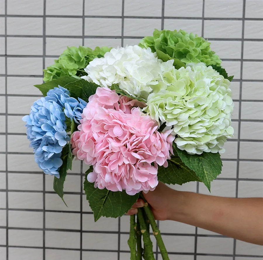 S04 Wedding Decoration Supplies Floral Silk Large 3D Printing Faux Real Natural Touch Latex Artificial Hydrangea Flowers