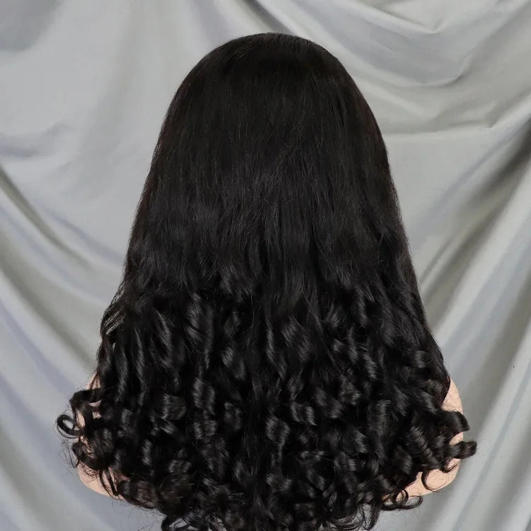 2024 New Fashion 300% Loose Wave Wigs Hot Sell Human Hair 13x4 Full Lace Frontal Wig 24 Inch Natural Black Color