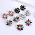 2023 Emerald Sapphire Ruby Flower Stud Earrings Cute Colorful Crystal Rhinestone Flower Vintage Earrings