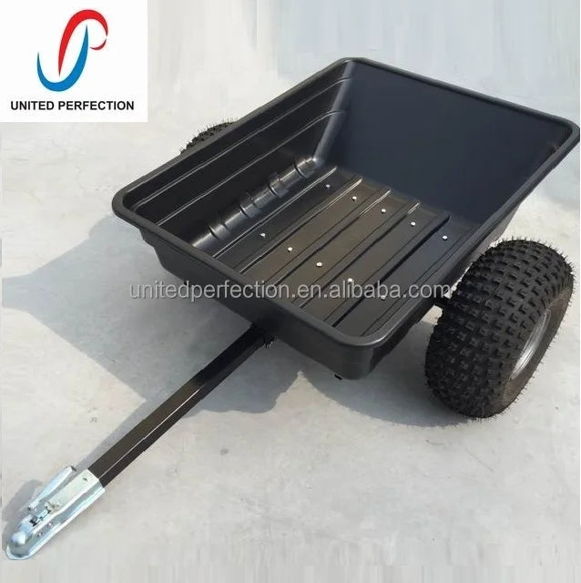 March Sale 2020 Promotional 300L 10 Cuft Plastic Dump Trailer Atv Tow Behind Trailer ATV FARM TRAILER With Wide Tires