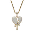 CN225 Gold Plated Brass Rope Chain Setting Heart Pendant Iced Out Cubic Zircon Necklace Hip Hop Gift Jewelry MegaBDM
