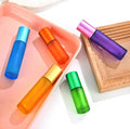 10 ml 5ml Matte Red Blue Black Perfume Essential Oil clear 10ml Roller Roll on Glass Bottle with Metal Ball Lid for Oils