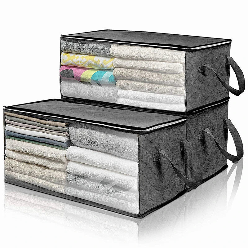 Non Woven Fabric Bedding Organizer Blankets Folding Blanket Quilt Large Zipper Clothes Storage Bag
