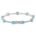 rinntin LZB05 Natural Aquamarine Zircon Cushion Cut Gemstone Tennis Bracelet 925 Sterling Silver Bracelet Wholesaler