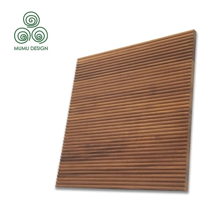 MUMU Eco-friendly Puzzle Flexible Fluted Wooden Backdrop Slotted Poplar Solid Wood Wall Panel