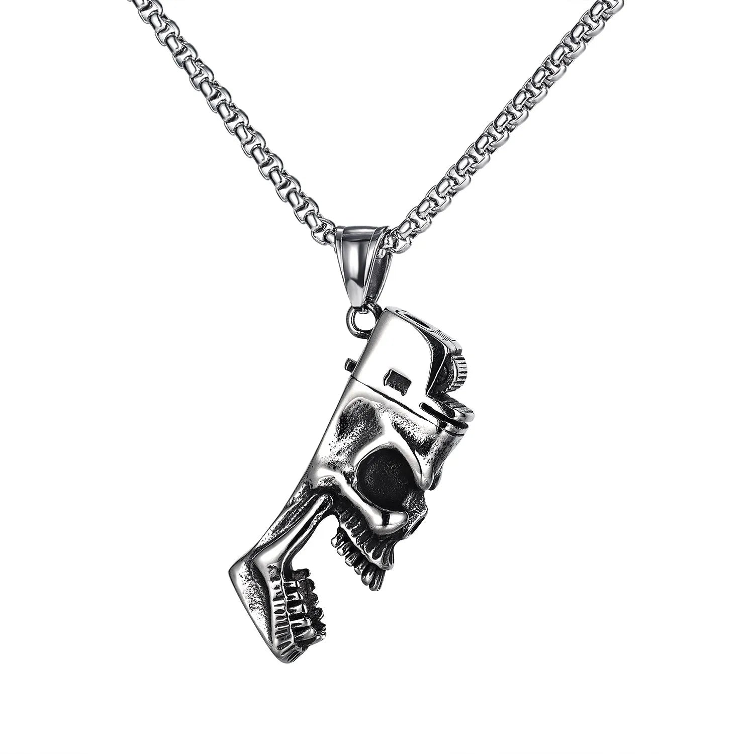 Men Jewelry Stainless Steel Skeleton Lighter Pendant Bottle Opener Necklace