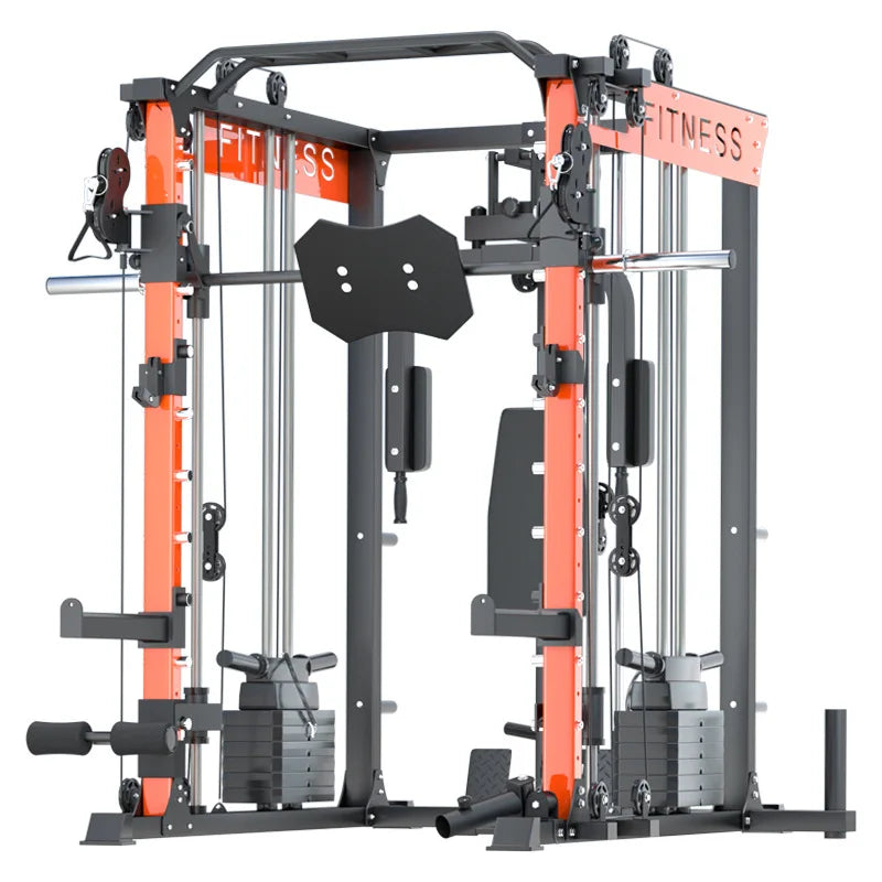 Commercial Home Gym Smith Machine Total Body Cage Workout Gym Equipment Tower Squat Rack with Pulley System Weight Lifting