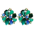 2023 New Hot Selling New Personality Small Vintage Fashion Trendy Diamond-studded Women's Green Resin Stud Earrings Design
