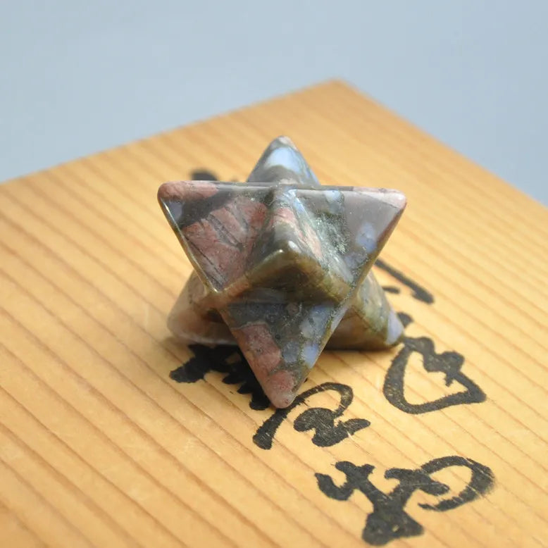 Custom HZ Mix Gemsstone Spinning Merkaba Star Semi-precious Stones Merkaba Star