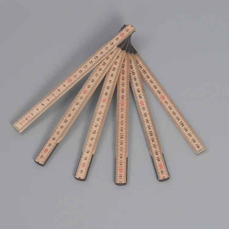 Custom Yard Stick Folding Ruler Wood Carpenter Metric Measuring Tools 200cm Wooden Ruler