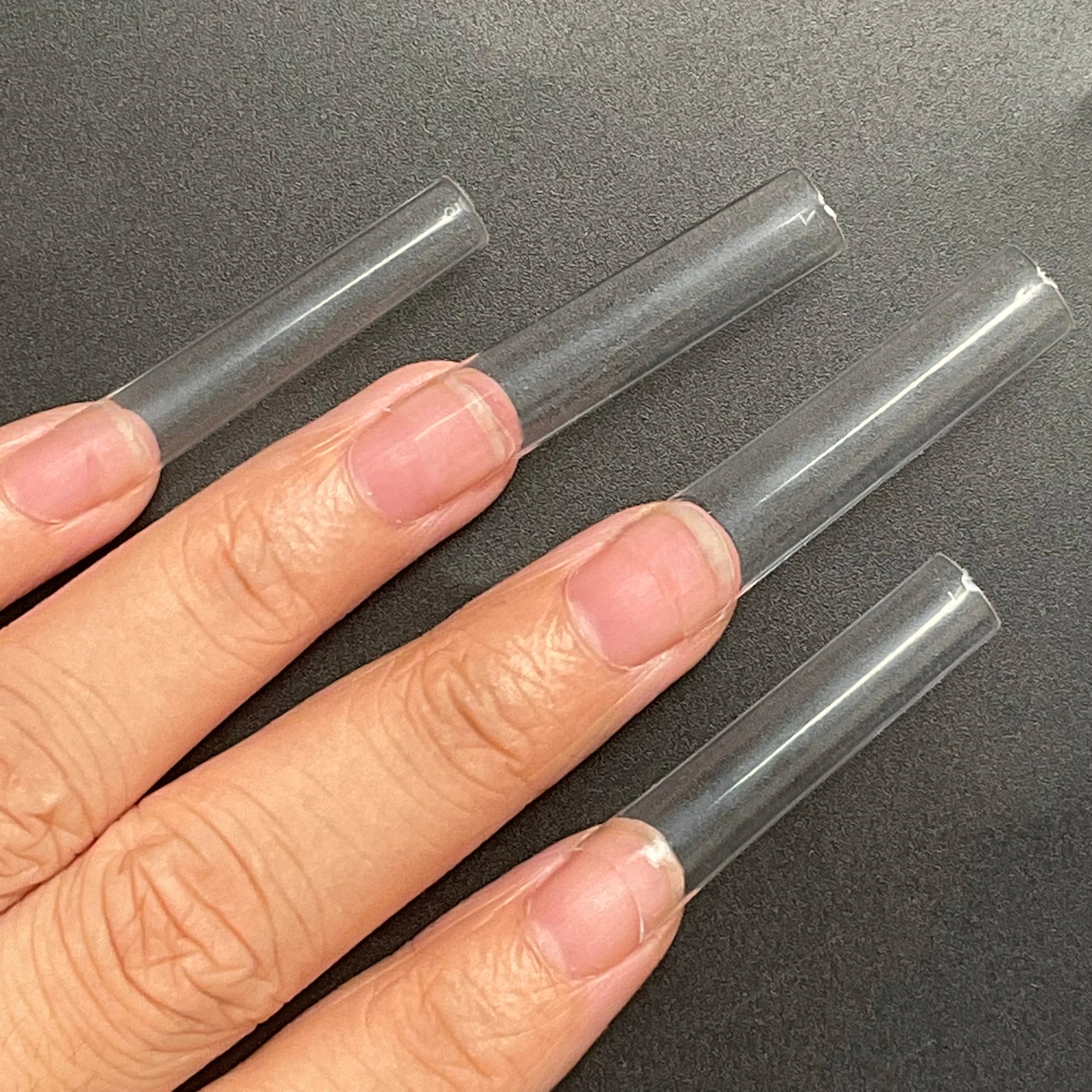Clear Natural Extra Long XXL Square NO C Curve Half Cover Nail Tips