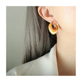 Ins 18K Stainless Steel Gold Plated Simple Large Heart-Shaped Bright Face U-Shaped Earrings Non Tarnish Jewelry for Woman
