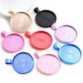 25mm Inner Size Multi-Colors Plated Pendant Blanks Cabochon Base Setting Charms Pendant Bezel Tray for Necklace