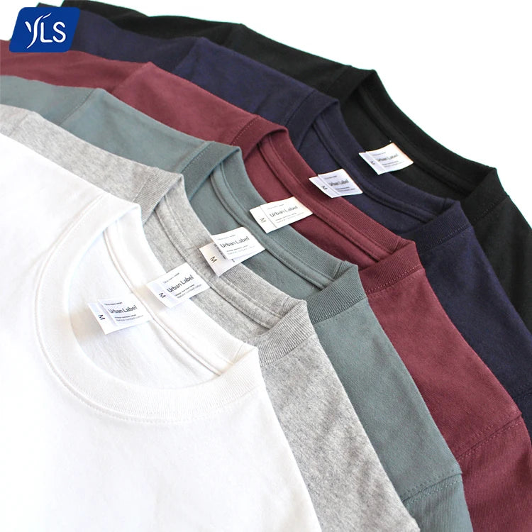 YLS Factory Direct Sale 100% Cotton Seamless Plain T-Shirt for Men 265grams Custom Digital Printing Logo Graphic Solid Pattern
