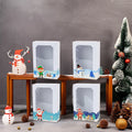Christmas Kraft Paper Folders Gift Boxes with Clear Window for Jelly Holiday Party Supplies-Recyclable