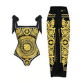 STOCK Print Reversible Swimwear Double Lined Fabric Swimsuit Two Pieces Bathing Suits Beach Sarong S-XL