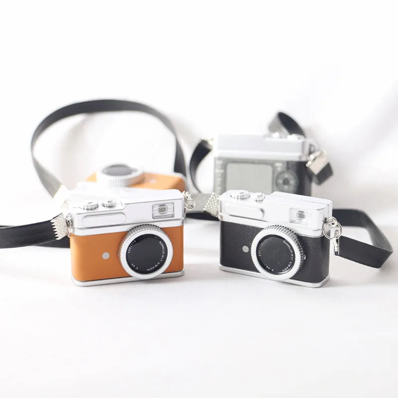 Fashion Retro Camera Shutter Sound Keyring Plastic Dollhouse Strap Decor with Light Toy Camera Doll House Miniature Accessory