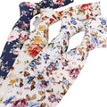 Floral Print Tie for Men Cotton Skinny Neck Tie for Wedding Casual Mens Neckties Classic Suits Slim Neck Ties Cravat