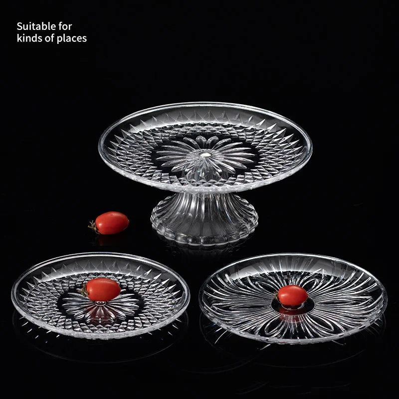 Dry Dishes Plastic Fruit Dried Dish Tray Acrylic Crystal Dessert Plates Bar Serving Fruit Plate Serving Tray