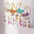 Wholesale Moon Shape Crystal Wind Chimes Amethyst Suncatcher Crystal Sun Catcher for Decoration