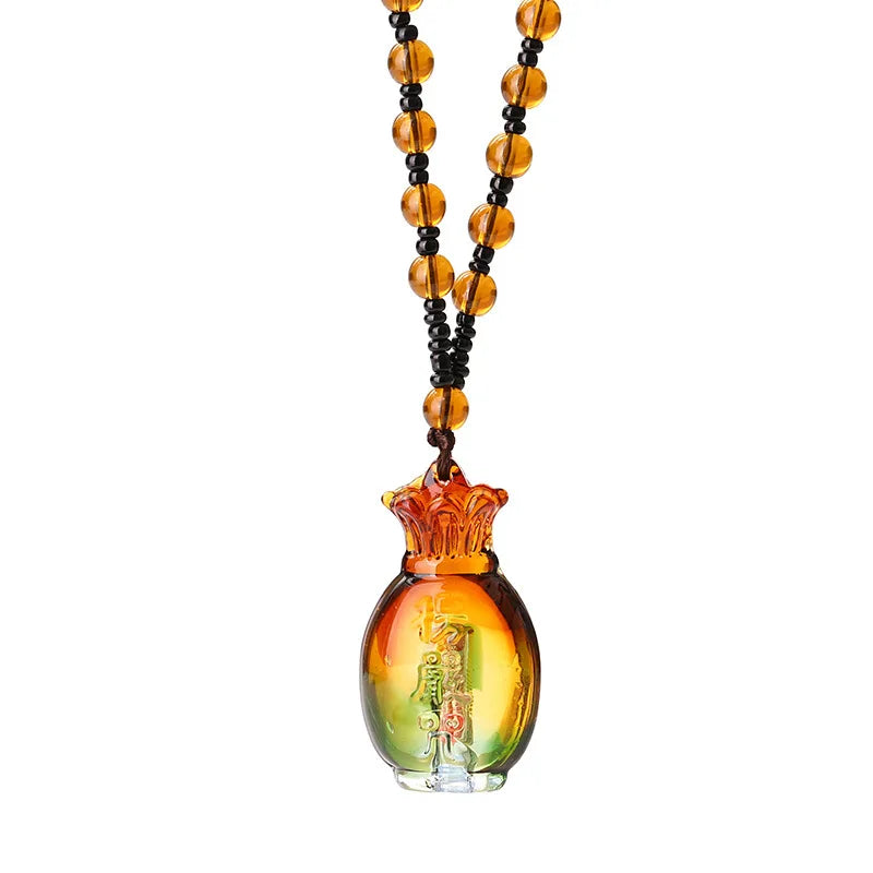 Crystal Beaded Pinan Budda Lotus Shurangama Mantra Religious Amulet Lucky Vintage Gift for Woman and Men