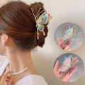 Women Vintage Painted Butterfly Hair Claws Luxury Hair Clips Barrette Headwear Shark Hair Clip