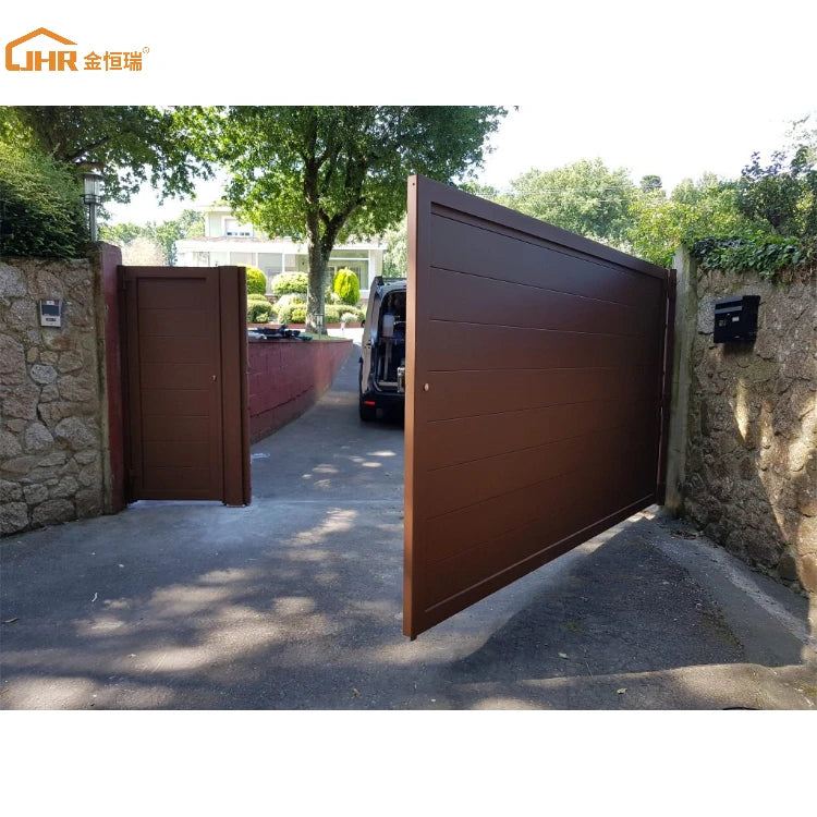 Latest Modern Aluminum Powder Coated Walkway Gate Metal Front Door Design Double Swing Enter Door for Homes