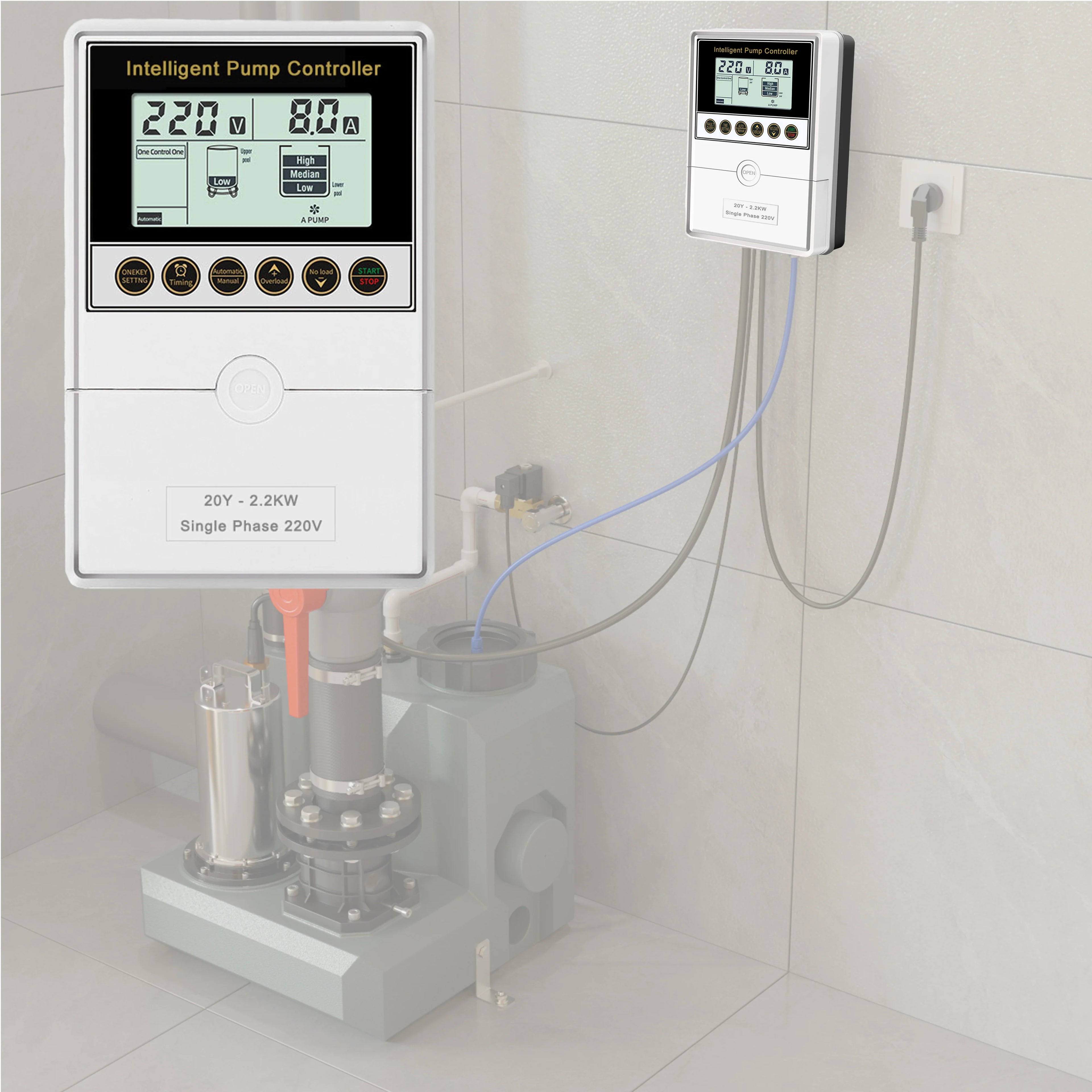 JNN 20Y Intelligent Control Box Single-Phase 0.37kW Water Pump Controller 5hp for Low Swimming Pool Pumps Multiple Protections