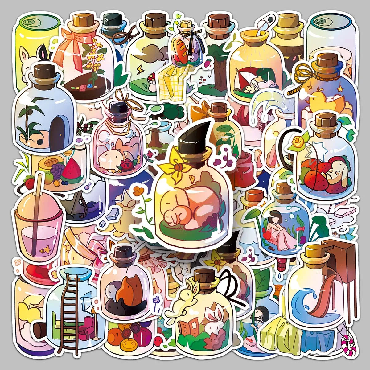 50PCS Pieces of Factory Wholesale Computer Decorative Stickers Small Fresh Waterproof Original Bottle(B) Sticker