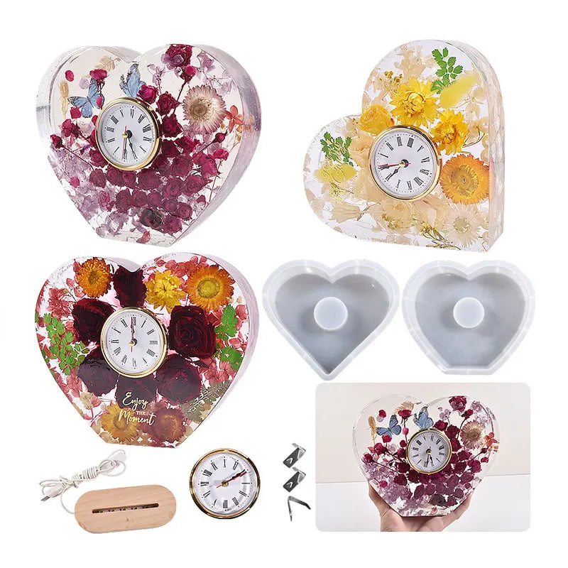 DIY Vertical Seat Pendulum Table Geometric Love Clock Decoration Thanksgiving Heart-shaped Eco-Friendly Transparent White Cake