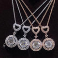 CAOSHI Shiny Rose Gold Plated Round Cut Cubic Zircon Pendant Necklace Chain Crystal Diamond Heart Necklaces