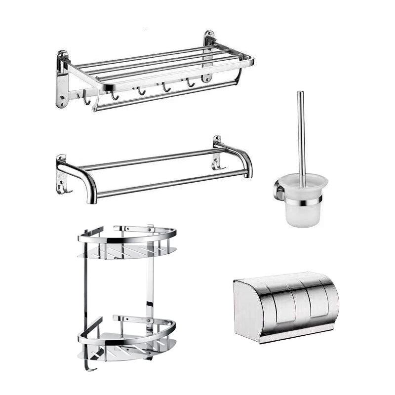 Cheap Chinese Modern Eco-Friendly Wall-Mounted Stainless Steel 5-Piece Bathroom Accessory Set